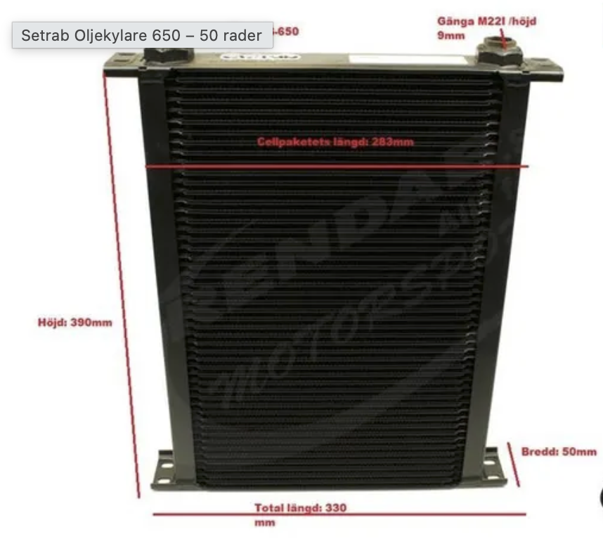 Setrab Oljekylare 650 – 50 rader